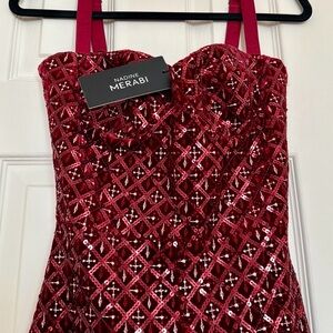 Nadine Merabi Red Sequin Jumpsuit (NWT)
